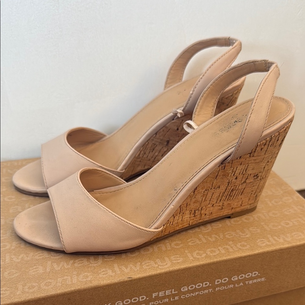 Elegant Nude Wedge Sandals